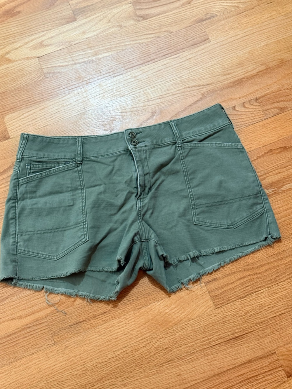 Pilcro Olive Green Frayed Hem Women's “The Wanderer” Shorts